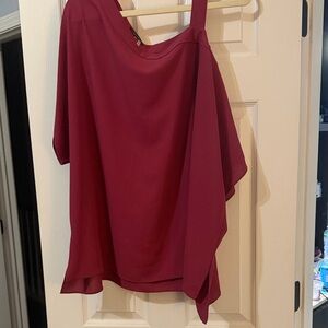 Asymmetrical Off-Shoulder Blouse in Wine